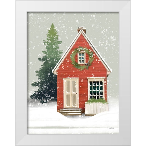 Home for Christmas White Modern Wood Framed Art Print by House Fenway