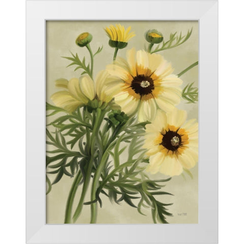 Moody Daisies White Modern Wood Framed Art Print by House Fenway