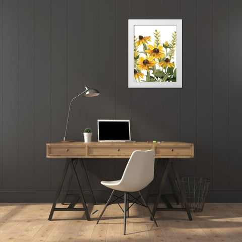Summer Susans White Modern Wood Framed Art Print by House Fenway