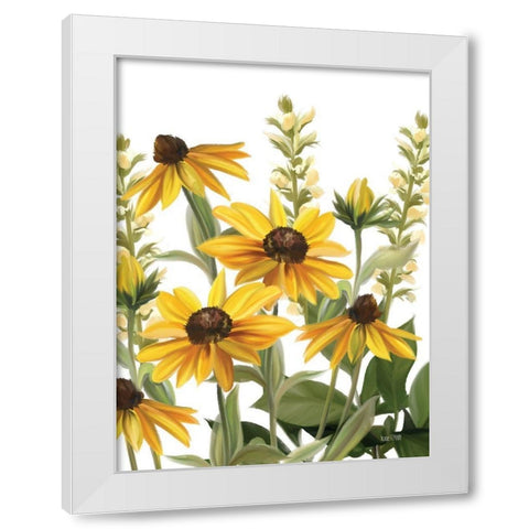 Summer Susans White Modern Wood Framed Art Print by House Fenway