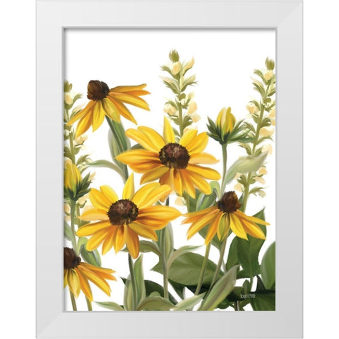 Summer Susans White Modern Wood Framed Art Print by House Fenway