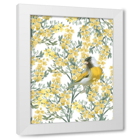 Yellow Spring Finch White Modern Wood Framed Art Print by House Fenway