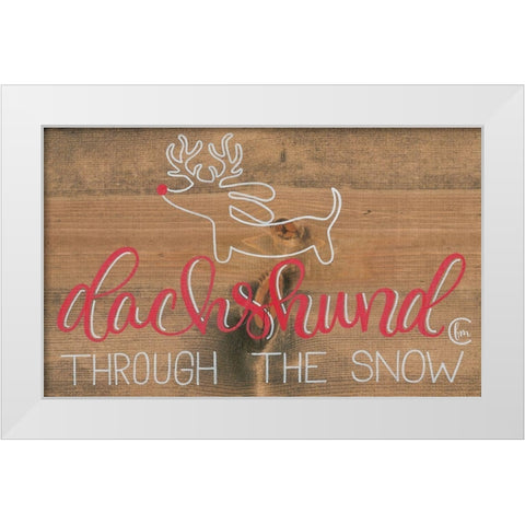 Dachshund in the Snow White Modern Wood Framed Art Print by Fearfully Made Creations
