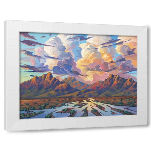 The Desert Will Live White Modern Wood Framed Art Print by Hawkins, William