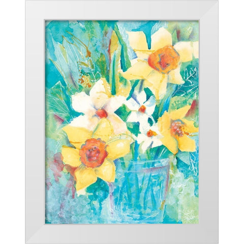Spring Bouquet White Modern Wood Framed Art Print by Holden, Jennifer