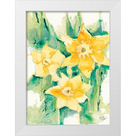 First Blooms White Modern Wood Framed Art Print by Holden, Jennifer