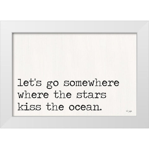 Where the Stars Kiss the Ocean White Modern Wood Framed Art Print by Jaxn Blvd.