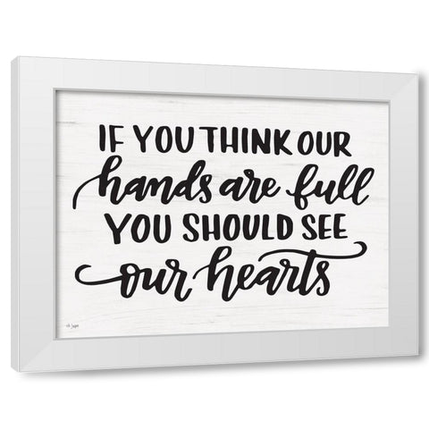 Our Hearts White Modern Wood Framed Art Print by Jaxn Blvd.