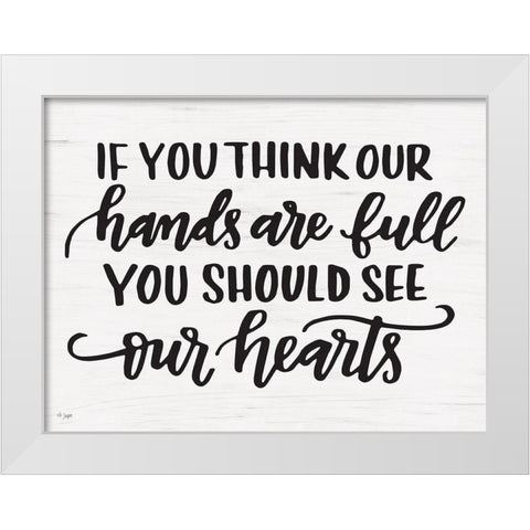 Our Hearts White Modern Wood Framed Art Print by Jaxn Blvd.