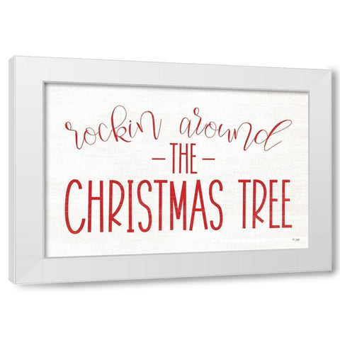 Rocking Around the Christmas Tree White Modern Wood Framed Art Print by Jaxn Blvd.