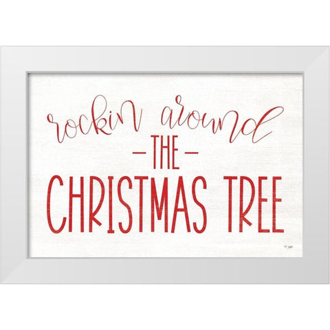 Rocking Around the Christmas Tree White Modern Wood Framed Art Print by Jaxn Blvd.