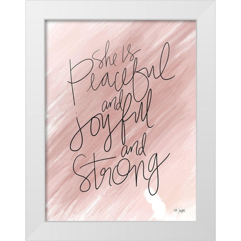She is Peaceful White Modern Wood Framed Art Print by Jaxn Blvd.
