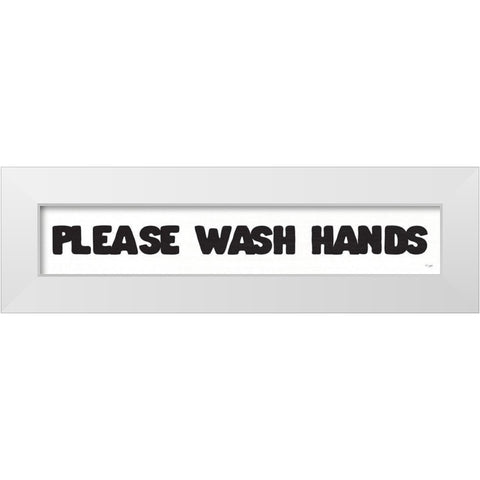 Please Wash Hands White Modern Wood Framed Art Print by Jaxn Blvd.