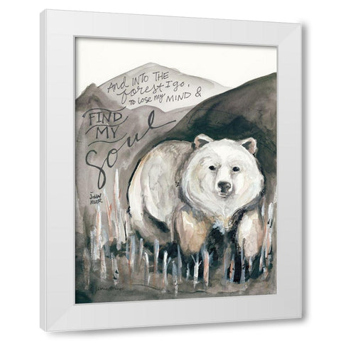 Find My Soul Bear White Modern Wood Framed Art Print by Mingo, Jessica