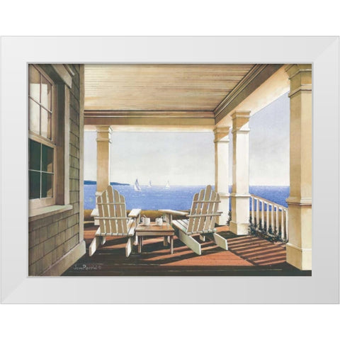 Veranda View White Modern Wood Framed Art Print by Rossini, John