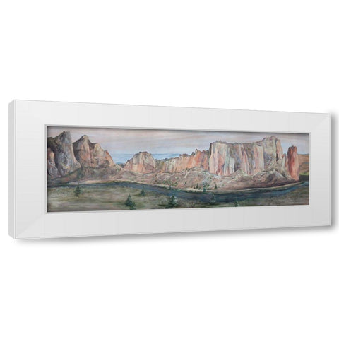 Smith Rock White Modern Wood Framed Art Print by Kamdon Kreations