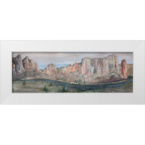 Smith Rock White Modern Wood Framed Art Print by Kamdon Kreations