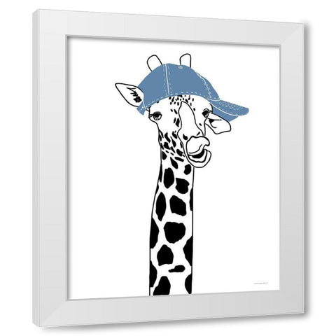 Team Roster Giraffe White Modern Wood Framed Art Print by Kamdon Kreations