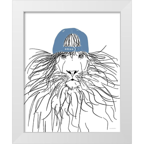 Team Roster Lion White Modern Wood Framed Art Print by Kamdon Kreations