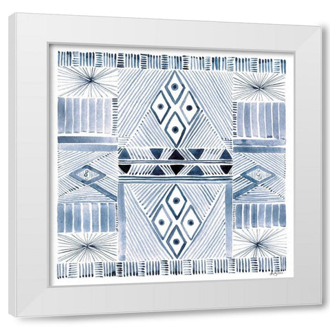 Indigo Diamond Pattern White Modern Wood Framed Art Print by Talent, Kelley