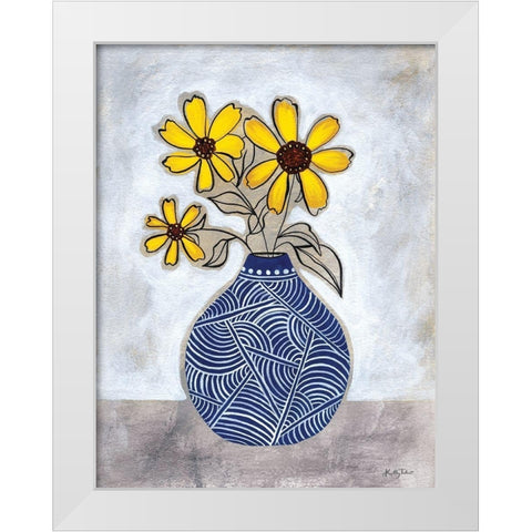 Three Yellow Daisies White Modern Wood Framed Art Print by Talent, Kelley