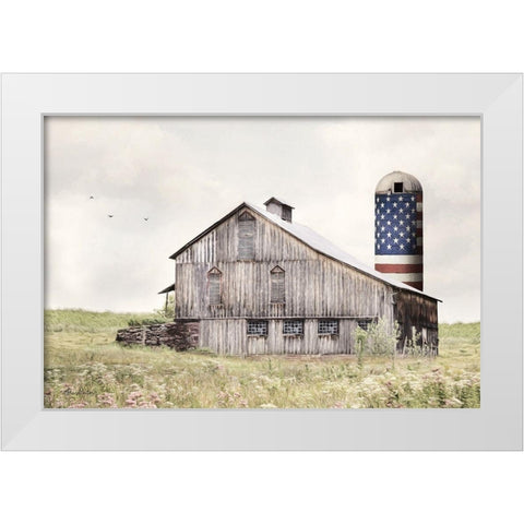 One Land, One Flag White Modern Wood Framed Art Print by Deiter, Lori