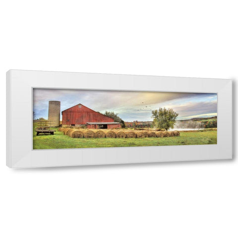 Tioga Hay Bales White Modern Wood Framed Art Print by Deiter, Lori