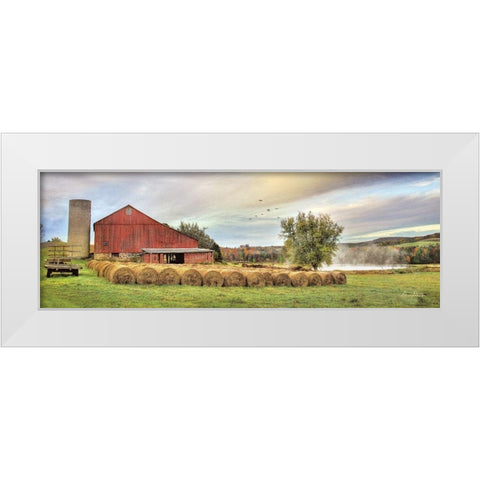Tioga Hay Bales White Modern Wood Framed Art Print by Deiter, Lori