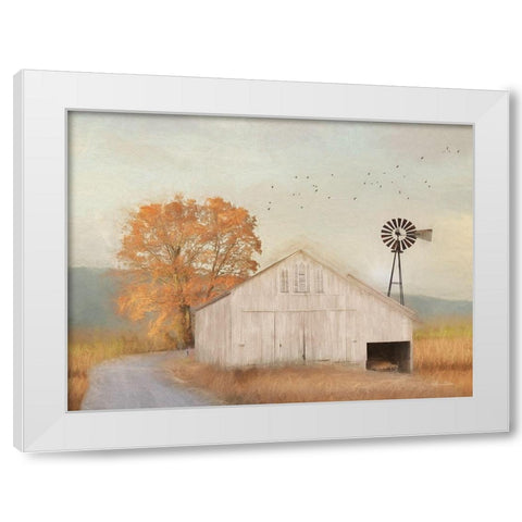 Fall Barn in Muir White Modern Wood Framed Art Print by Deiter, Lori