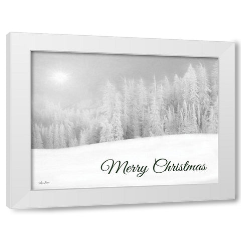 Merry Christmas Snowy Trees White Modern Wood Framed Art Print by Deiter, Lori