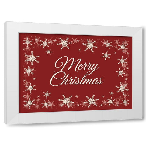 Merry Christmas Snowflakes White Modern Wood Framed Art Print by Deiter, Lori