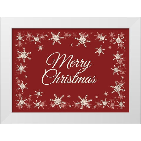 Merry Christmas Snowflakes White Modern Wood Framed Art Print by Deiter, Lori