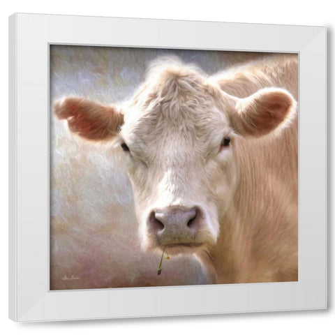 Up Close Cow White Modern Wood Framed Art Print by Deiter, Lori