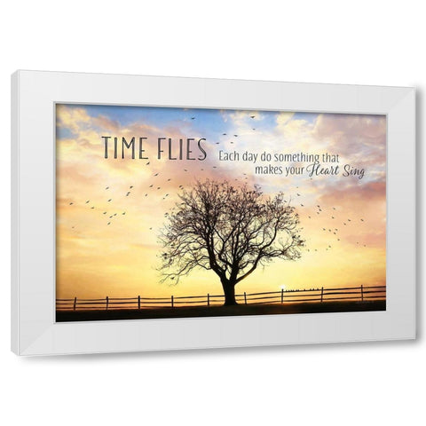 Time Flies White Modern Wood Framed Art Print by Deiter, Lori