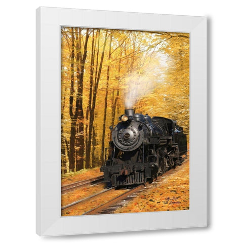 Fall Locomotive White Modern Wood Framed Art Print by Deiter, Lori