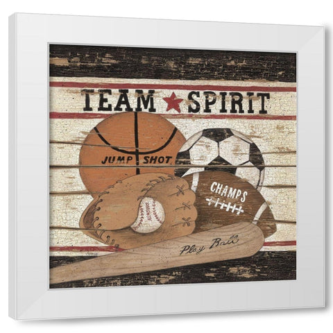 Team Spirit White Modern Wood Framed Art Print by Spivey, Linda