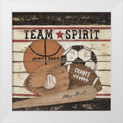 Team Spirit White Modern Wood Framed Art Print by Spivey, Linda