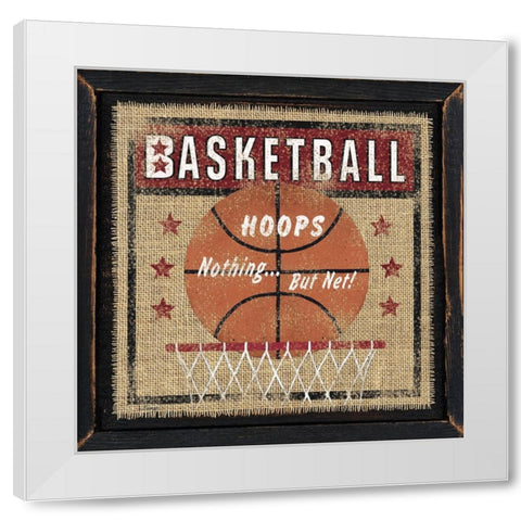 Basketball White Modern Wood Framed Art Print by Spivey, Linda