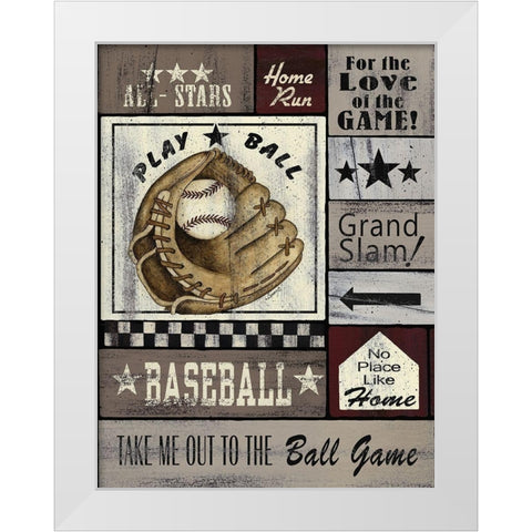 Baseball All Stars White Modern Wood Framed Art Print by Spivey, Linda