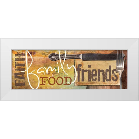 Faith, Family, Food, Friends White Modern Wood Framed Art Print by Rae, Marla