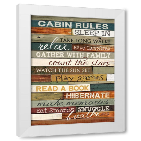 Cabin Rules White Modern Wood Framed Art Print by Rae, Marla