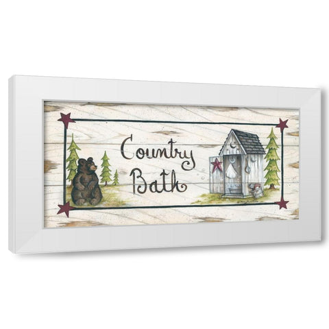 Country Bath White Modern Wood Framed Art Print by June, Mary Ann