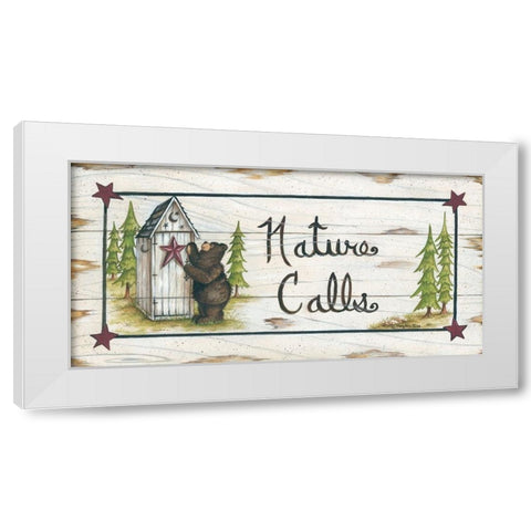 Nature Calls White Modern Wood Framed Art Print by June, Mary Ann