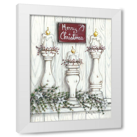 Merry Christmas White Modern Wood Framed Art Print by June, Mary Ann