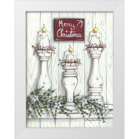 Merry Christmas White Modern Wood Framed Art Print by June, Mary Ann