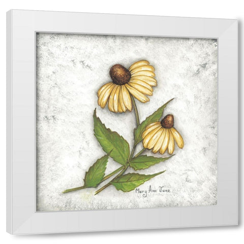 Yellow Coneflowers White Modern Wood Framed Art Print by June, Mary Ann