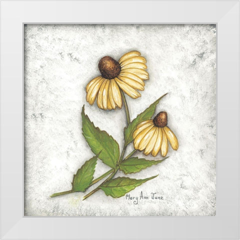 Yellow Coneflowers White Modern Wood Framed Art Print by June, Mary Ann