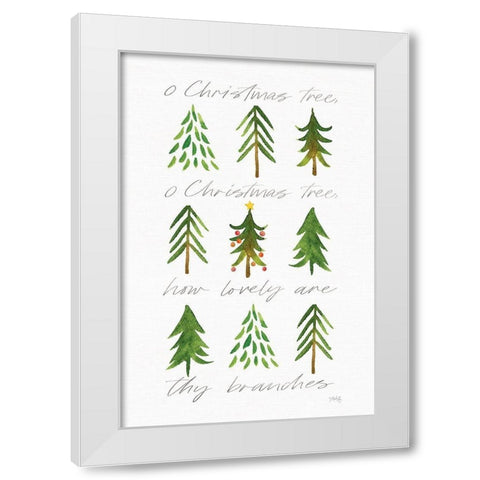 O Christmas Tree White Modern Wood Framed Art Print by Rae, Marla