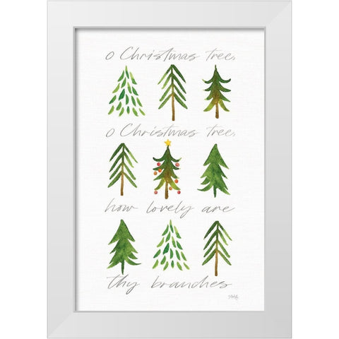 O Christmas Tree White Modern Wood Framed Art Print by Rae, Marla