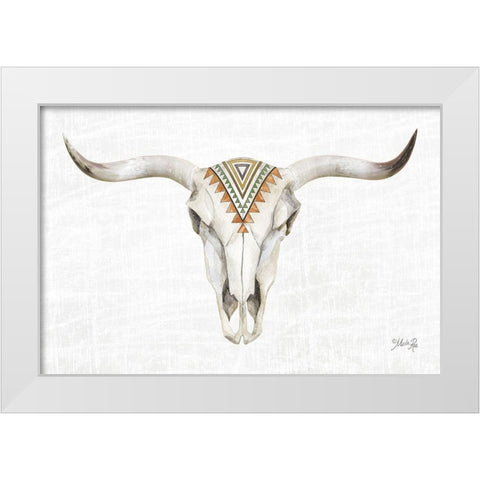 Tribal Skull III White Modern Wood Framed Art Print by Rae, Marla